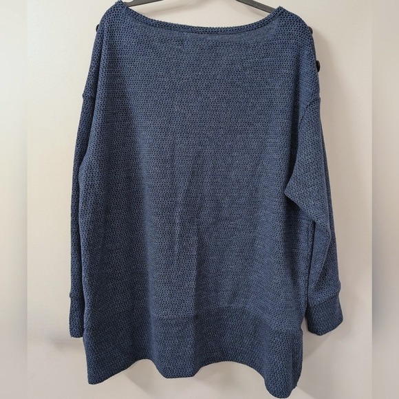 French Connection Plus 1X Blue Waffle Knit Tunic Top Shirt Long Comfy Warm - Picture 5 of 5